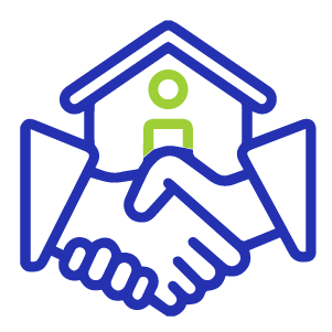 Stylized icon of a handshake merged with a graduation cap, depicting education partnership or success.